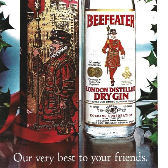 Beefeater London Distilled Gin 1970s Vintage Print Ad 9 inch Tall - Picture 3 of 4